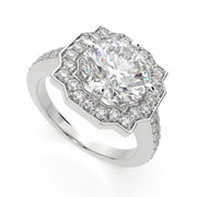 Amalia Round Cut Halo Pave Engagement Ring Setting - Nivetta